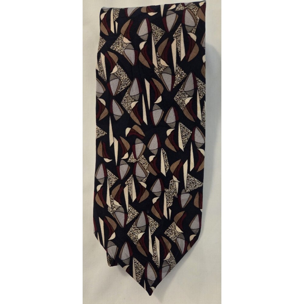 Martin Wong Napa CA 100% Silk Abstract Geometric Necktie Vintage  55L 3.5 W